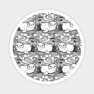 Sundae Seal Line Art Seamless Pattern Magnet